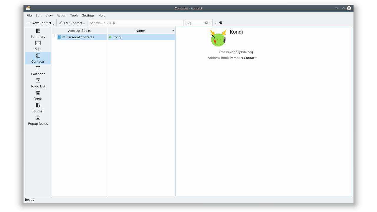KAddressBook provides an easy way to manage your contacts