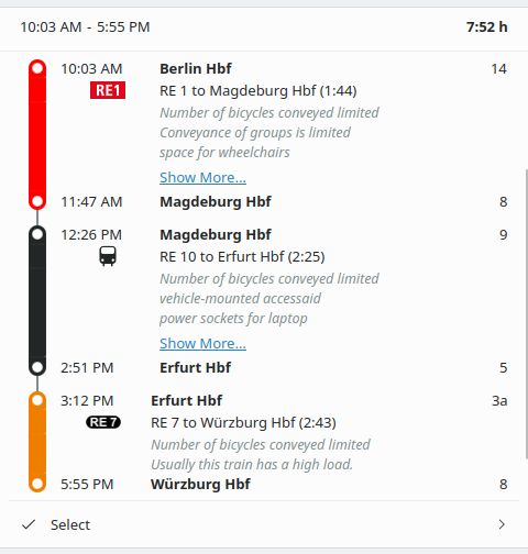 KDE itinerary new journey look